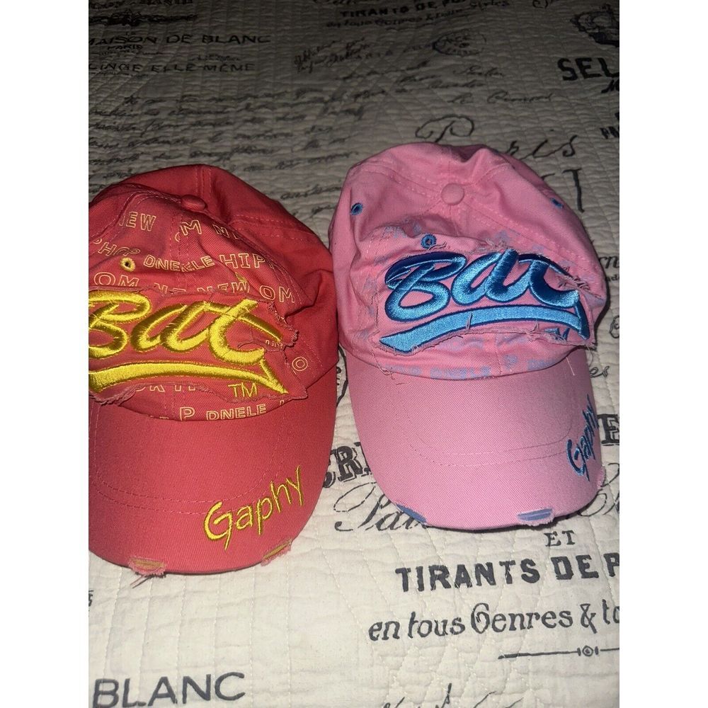 Wanahavit Lot Of Two Bat Embroidered Baseball Hats Unisex